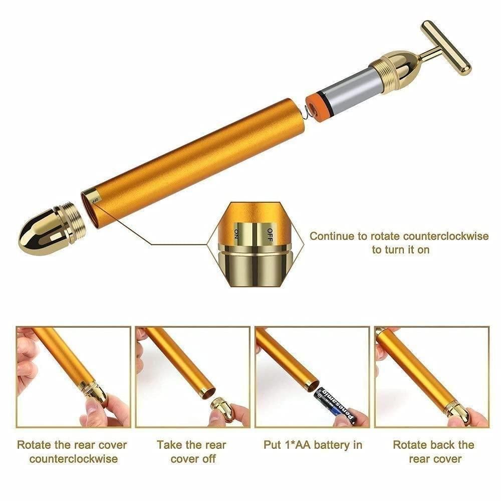 Simple Home 24K Gold Energy Beauty Bar Electric Facial Massage Roller